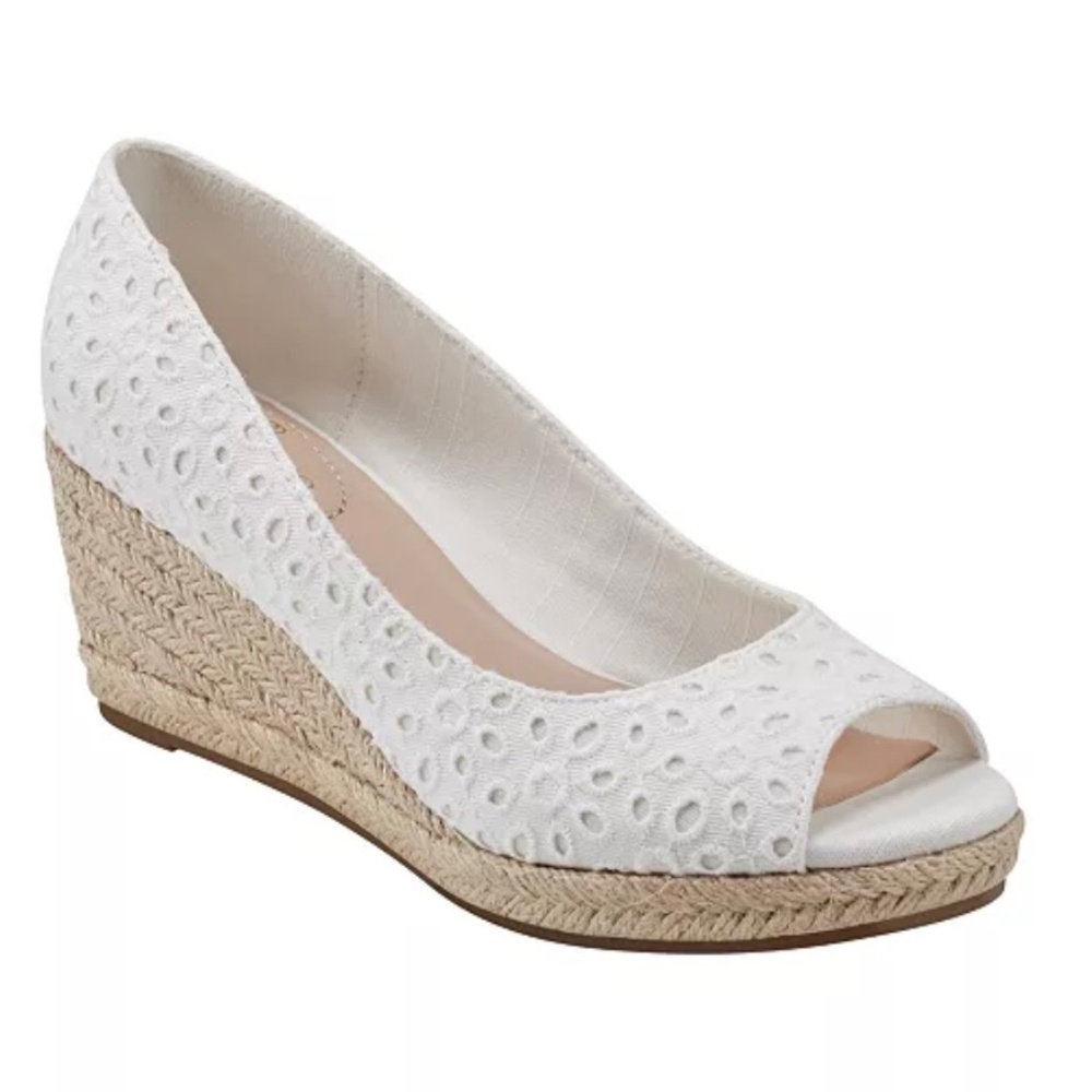 Bandolino Women's Nuri Peep Toe Espadrille Wedge Pumps